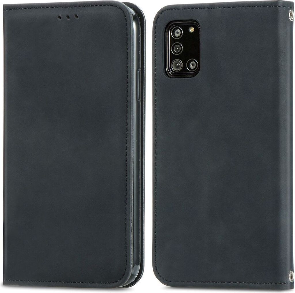 König Design Hülle kompatibel mit Samsung Galaxy A32 5G Kunstleder Handyhülle - Handy Case Schwarz