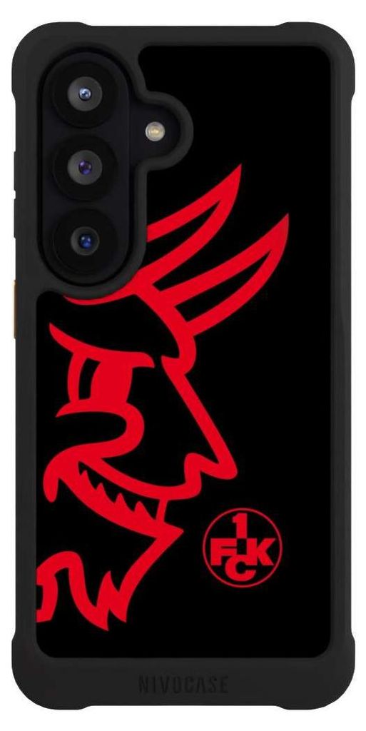 NIVOCASE Hülle für Samsung Galaxy S26 Stoßfeste Handyhülle NIVOmax Case Schwarz 1. FC Kaiserslautern Logo Offizielles Lizenzprodukt