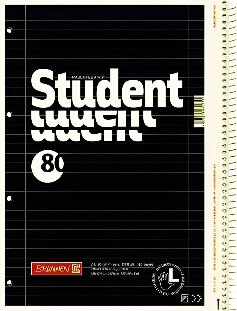 Cahier à Spirale A4 pour Gaucher BRUNNEN Lignage 27 et Marges, Bleu