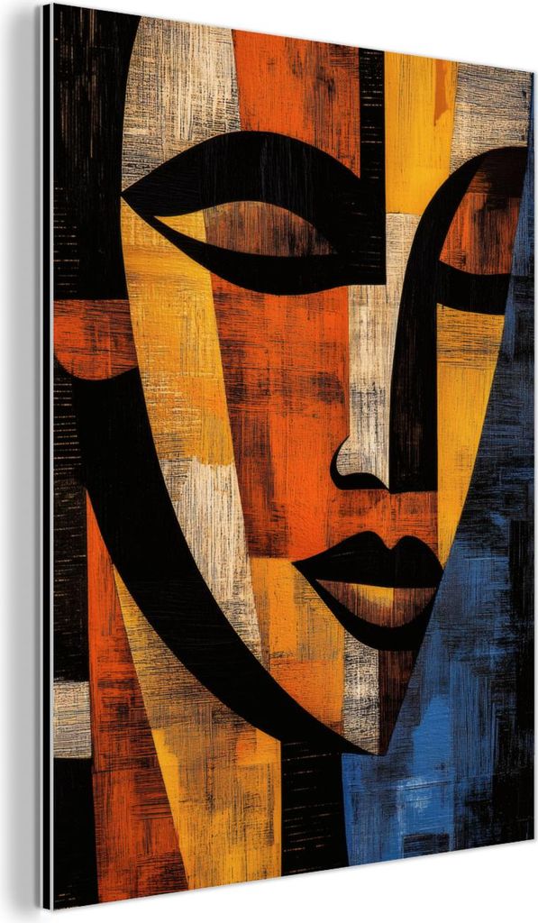 MuchoWow Wanddekoration Metall Metallbild Wandkunst 30x40 cm Abstrakt - Porträt - Farbfelder MuchoWow Aluminium Gemälde - Bilder