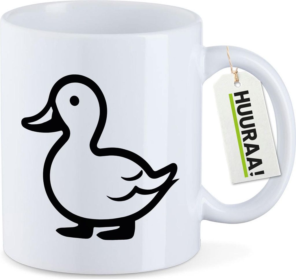 Huuraa Kaffeetasse Ente Silhouette 330ml Weiß Keramik Kaffeebecher Geschenkidee