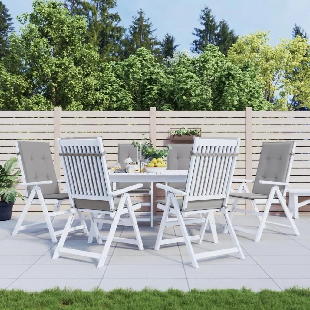 6 Cuscini per Sedie da Giardino 120x50x3 cm Tessuto Grigio Alta Qualità