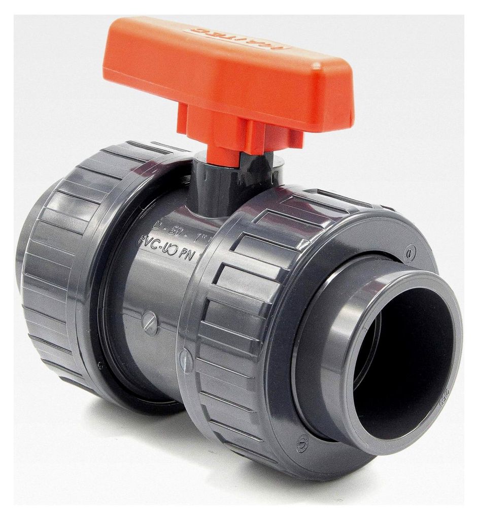 PVC-Kugelhahn 50mm 1 1/2 Zoll für Klebemuffen und Fittinge