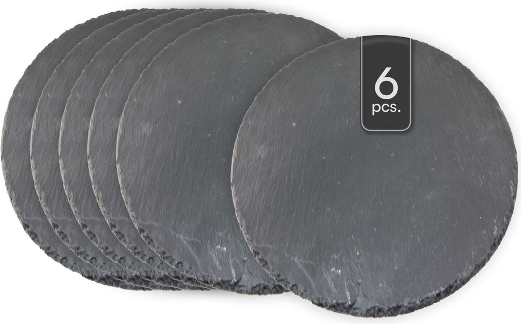 Schieferplatten - Ø 30 cm - Anthrazit - Schiefer - Unikat - 6er Set