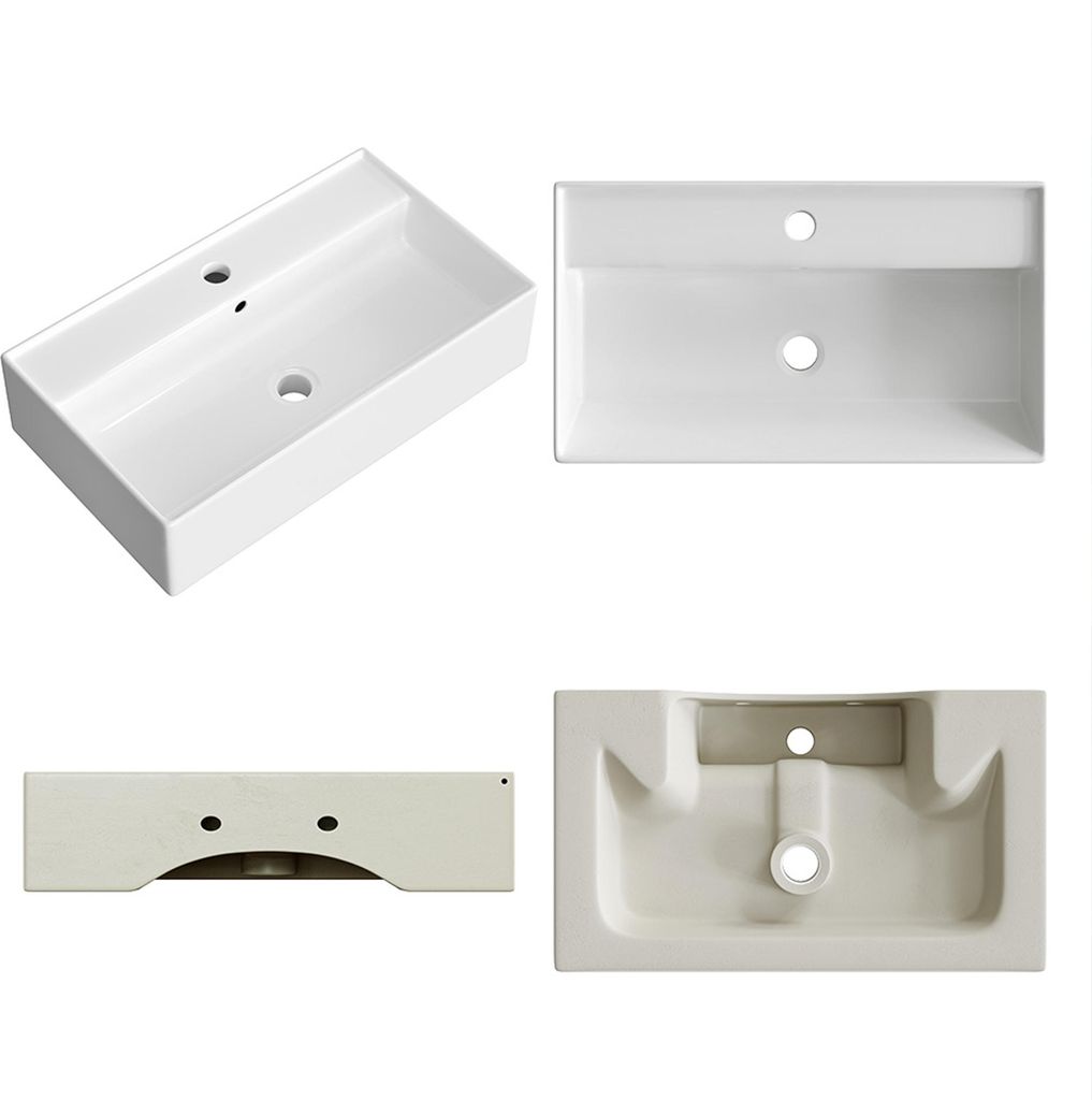 HOROW Wand Waschbecken dünnem Rand Design Rechteckig Bad Produktbild 