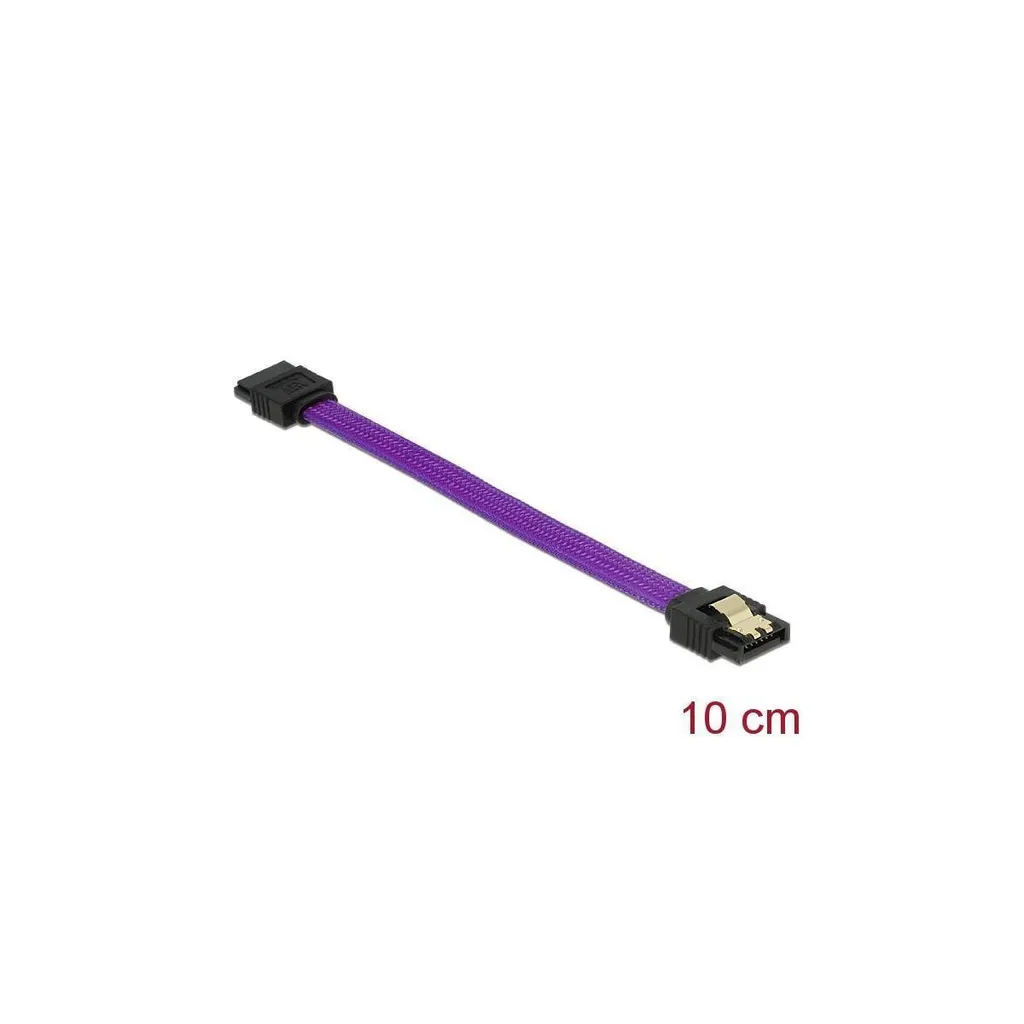 Cavo SATA 3 Delock 10 cm Viola con Clip in Metallo - Alta Qualità