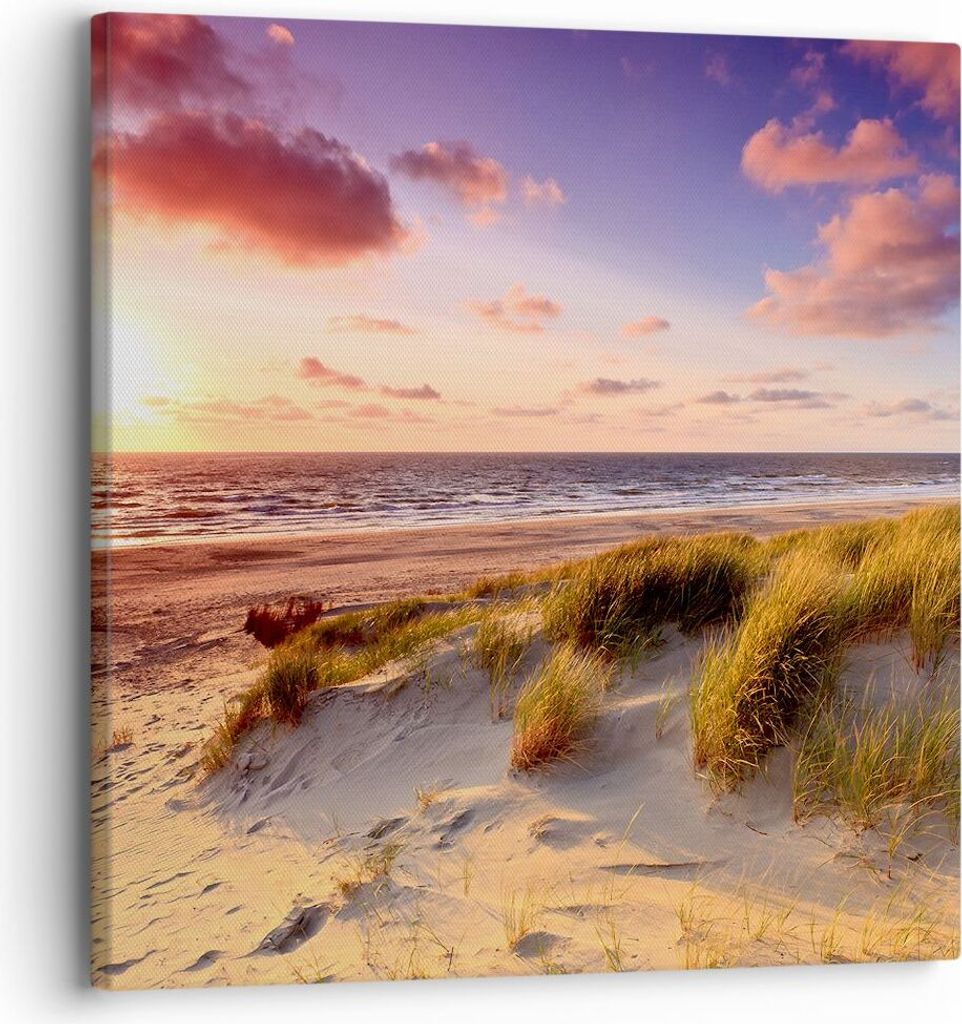 Bild auf Leinwand - Leinwandbild - Meer Strand Düne - 30x30cm - Wand Bild - Wanddeko - Wandbilder - Leinwanddruck - Bilder - Kunstdruck - Wanddeko...