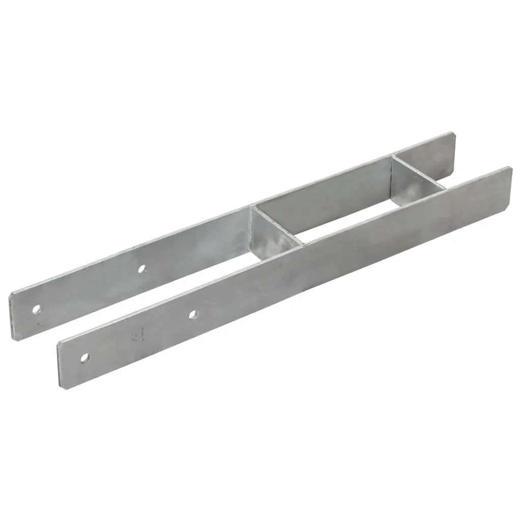 Support poteau 9x6x60 cm résistant en acier galvanisé lot de 6 argenté