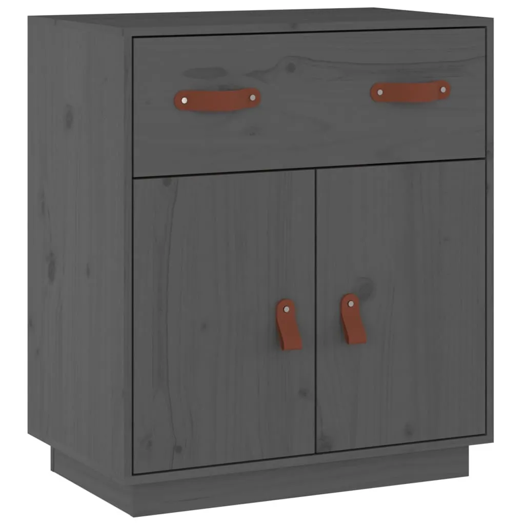 SYFAX™ Credenza Grigia 65,5x40x75 cm in Legno Massello di Pino