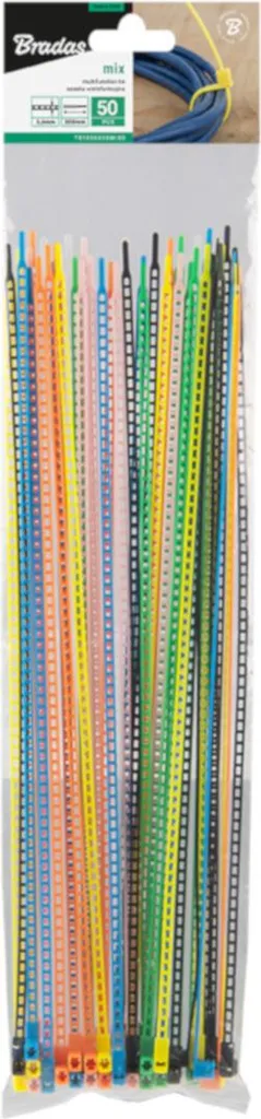 Set 50 Fascette Bradas 3,6x300 mm Mix Colori - Serraggio Sicuro BR-TS1336300M
