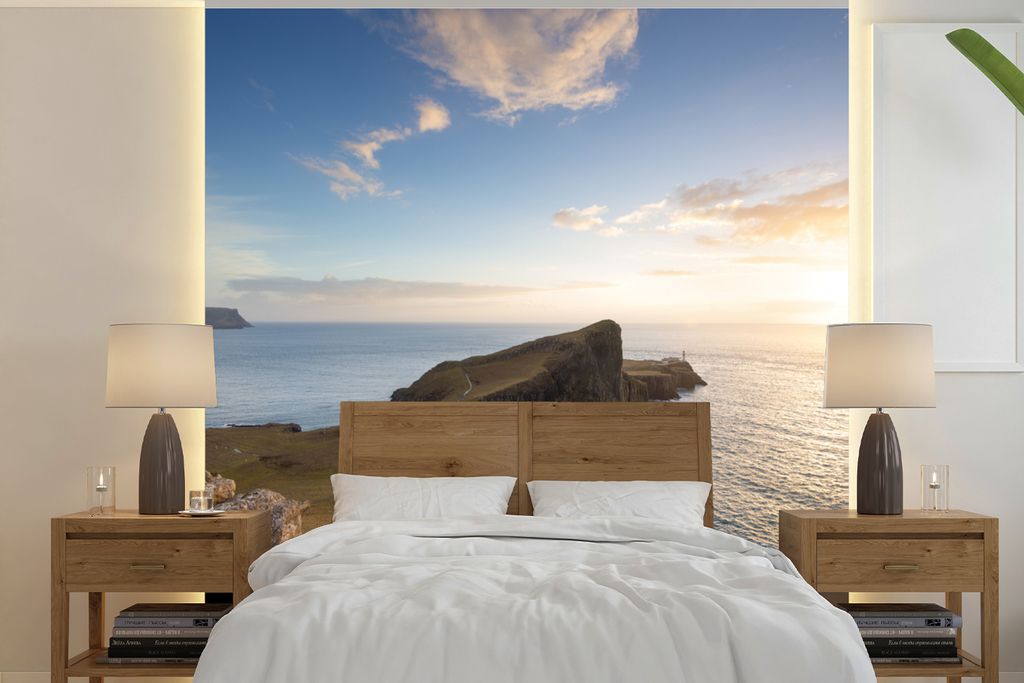 MuchoWow Fototapete für Wohnzimmer oder Schlafzimmer Wandtapete Vinyl Motivtapete Natürlicher Pfeiler in Schottland - 350x350 cm - Schlafzimmer...