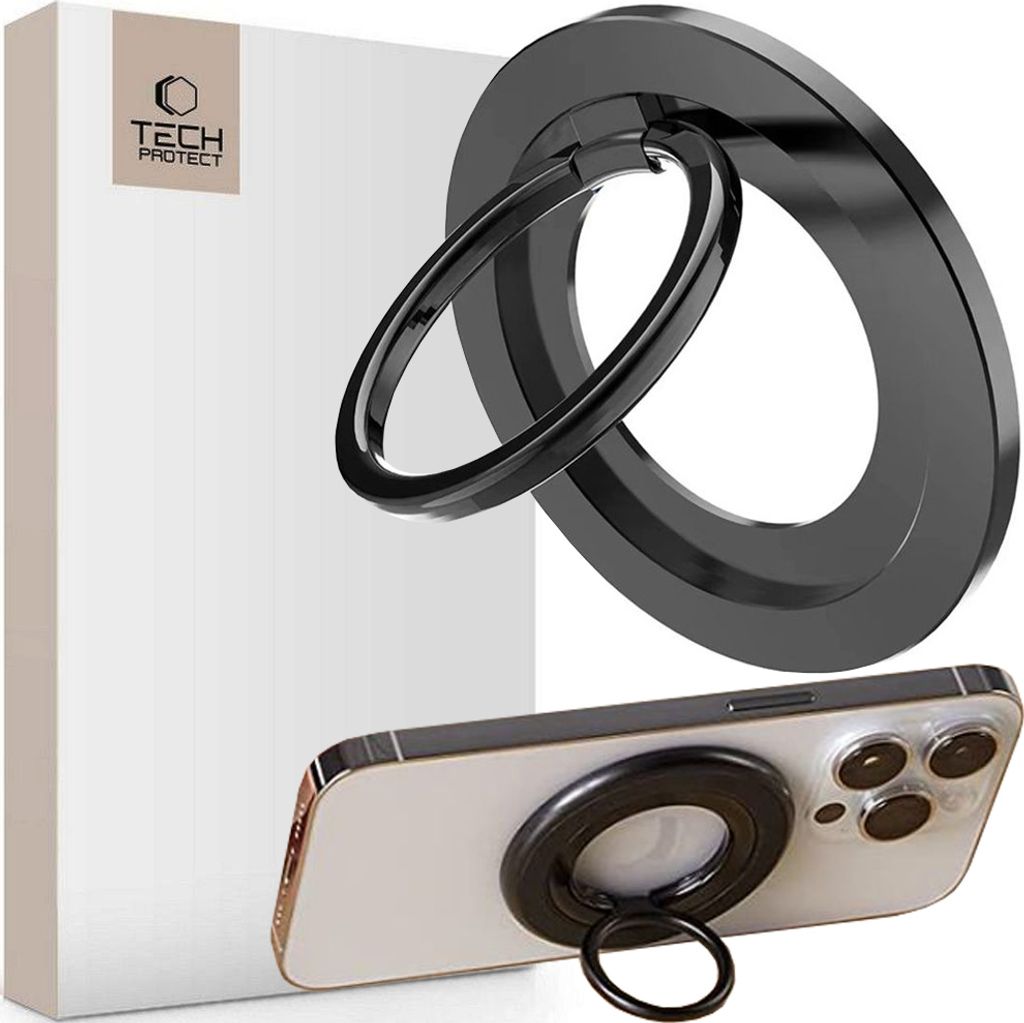 Tech Protect Magnetic Ring MagSafe Telefonhalter, Schwarz