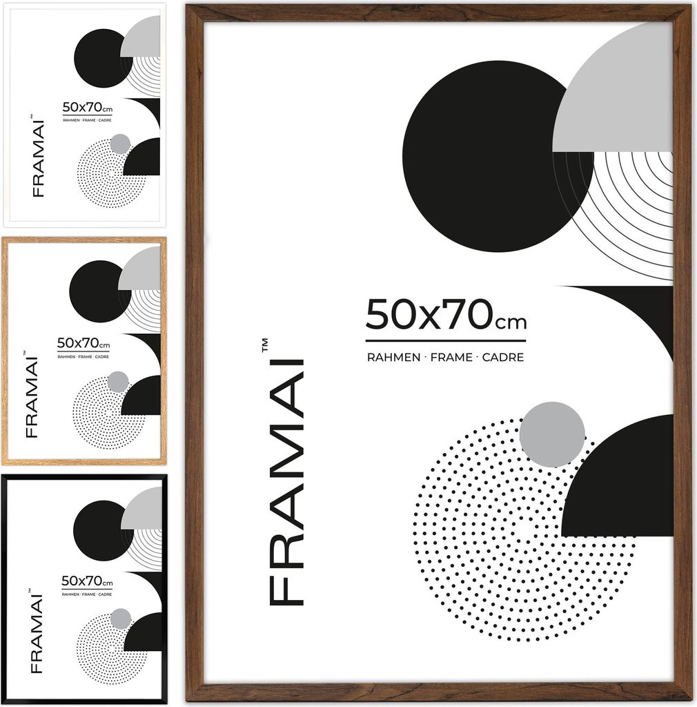 Cornice FRAMAI® 50x70 in MDF marrone: cornice ecologica con Immagine del prodotto 