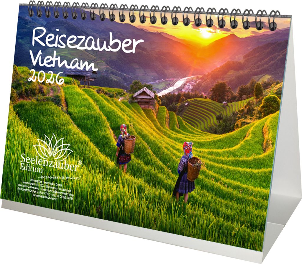 Reisezauber Vietnam DIN A5 Tischkalender für 2026 Hanoi Stadt Land Urlaub Strand - Seelenzauber