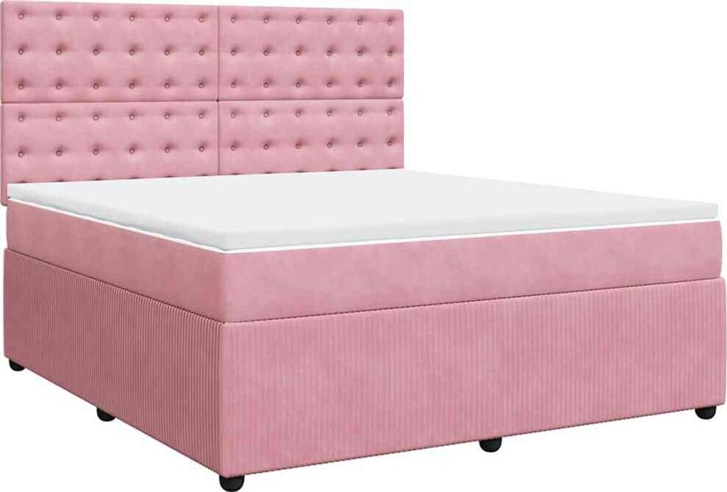 vidaXL Boxspringbett mit Matratze Rosa 180x200 cm Samt