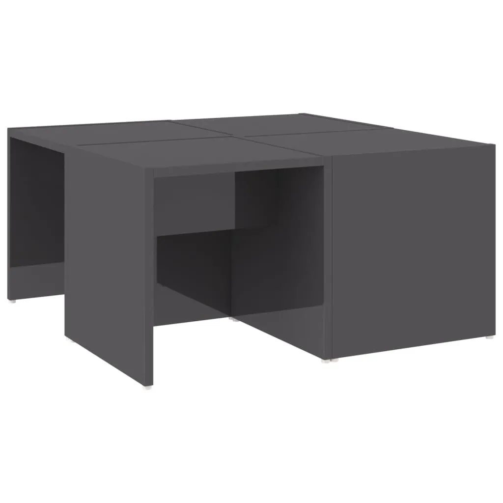 Set Tavolini Bassi Grigio Lucido 33cm | Arredamento Minimalista 4 Pezzi