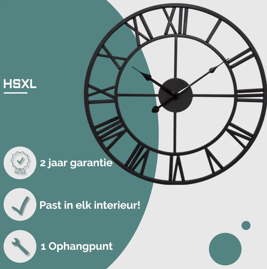 HSXL - Große industrielle Wanduhr aus Metall - 60 cm - Produktbild 3