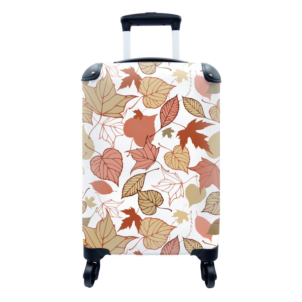 MuchoWow Koffer Handgepäck Trolley Rollkoffer Kleine Reisekoffer mit 4 Rollen - Muster - Laub - Herbst - Cabin Size < 55x40x23 cm & 55x40x20 cm ...
