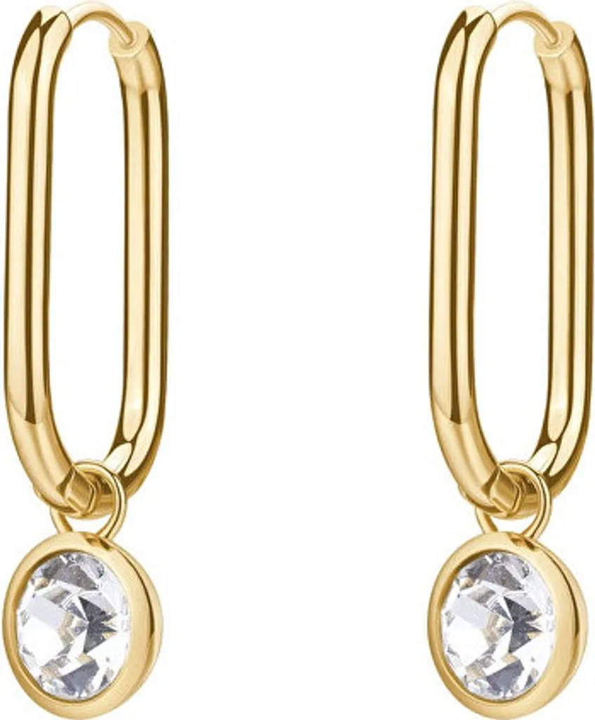 Boucles d'oreilles dorées 2en1 pour soirée et bureau : cristal ovale