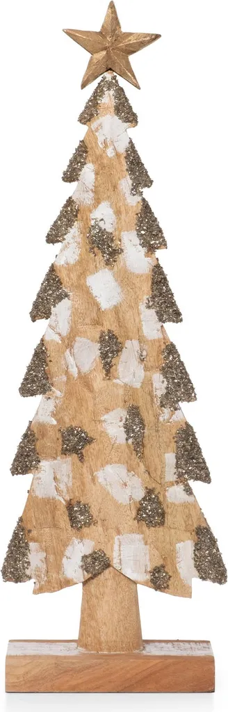 Sapin en bois de manguier fait main 63 cm avec finitions pailletées