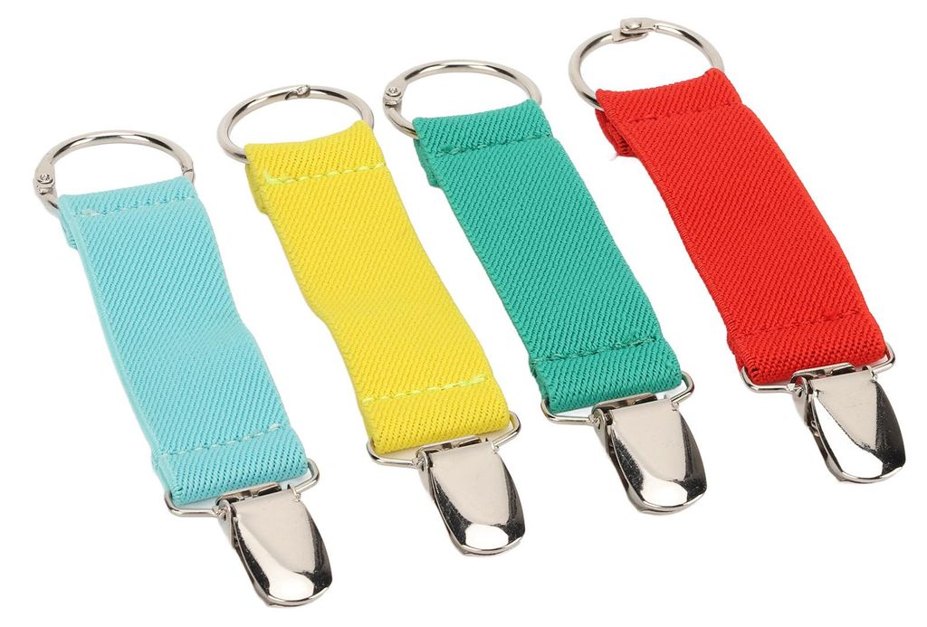 4er-Set Hutclips in 4 Farben, mit integriertem Kunststoffverschluss, aus elastischem Polyester und Edelstahl, tragbar, für Koffer und Handtasche (...