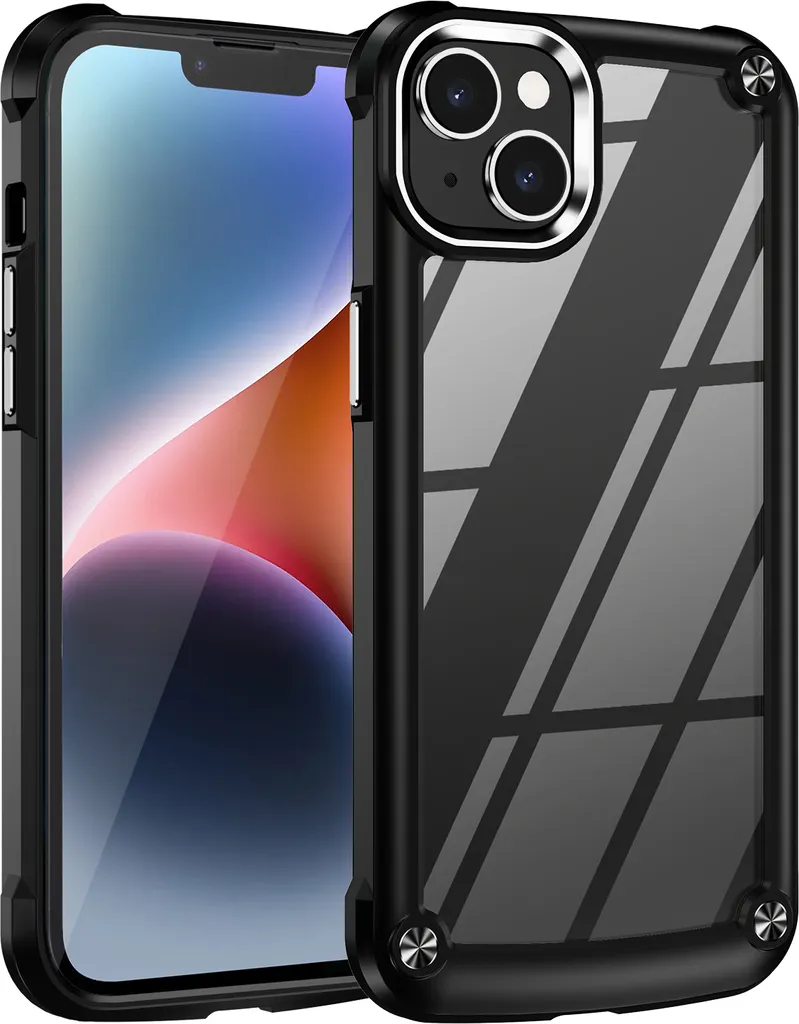 Telaso Custodia Per IPhone 15 Plus – Cover Morbida Con Motivo A Cuori. Protezione Antiurto Per La Fotocamera. Design Carino E Placcatura Nera Per Donna.