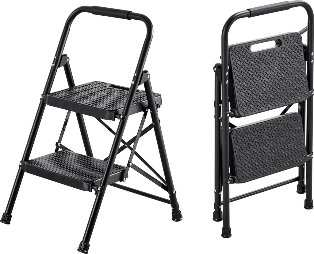 Escabeau SucceBuy 2 Marches Noir - Échelle Pliante Charge Max 272 kg