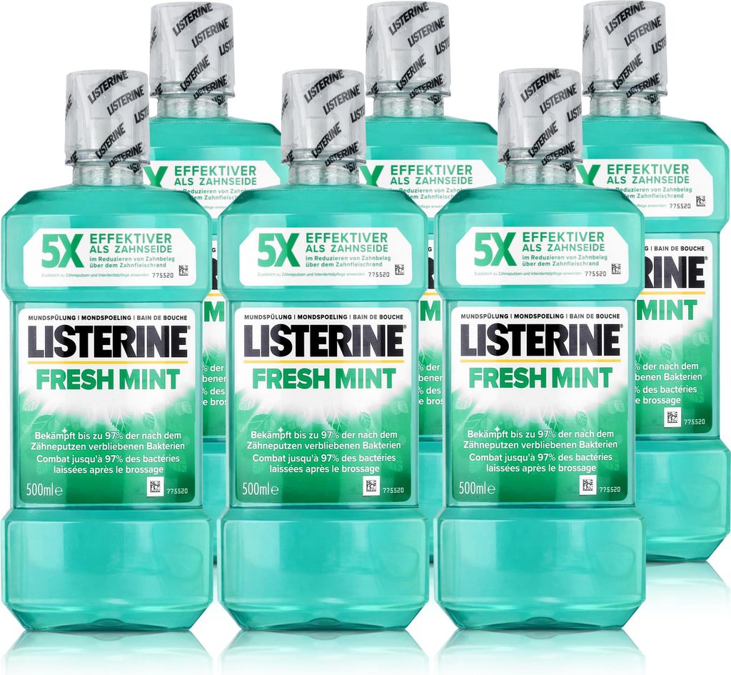 Listerine Fresh Mint 500ml - Für die tägliche Mundspülung (6er Pack )