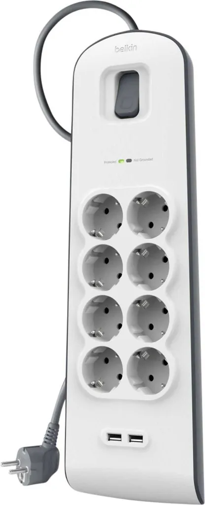 Multiprise Parafoudre pour Bureau : 8 Prises et 2 USB Charge Rapide