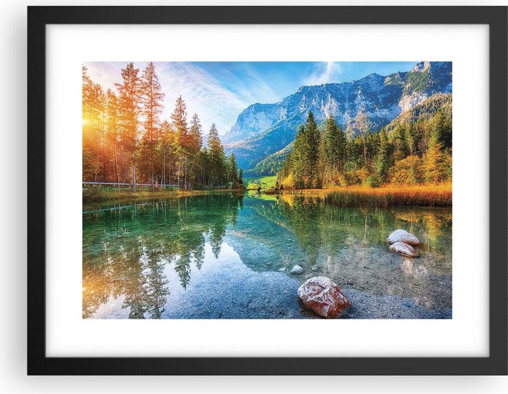 Gerahmtes Poster - Schwarzer Rahmen - Landschaft Berge Produktbild 