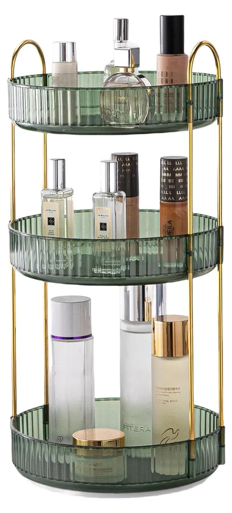 Rangement maquillage pivotant 360 v1 vert émeraude 3 étages