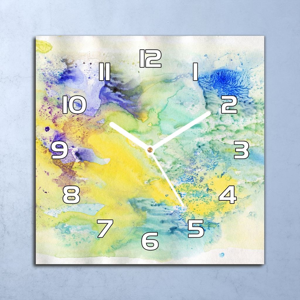 Deko Glasuhr Wanduhr 30x30 Bunte Abstraktion Quarz Küchenuhr Bürouhr