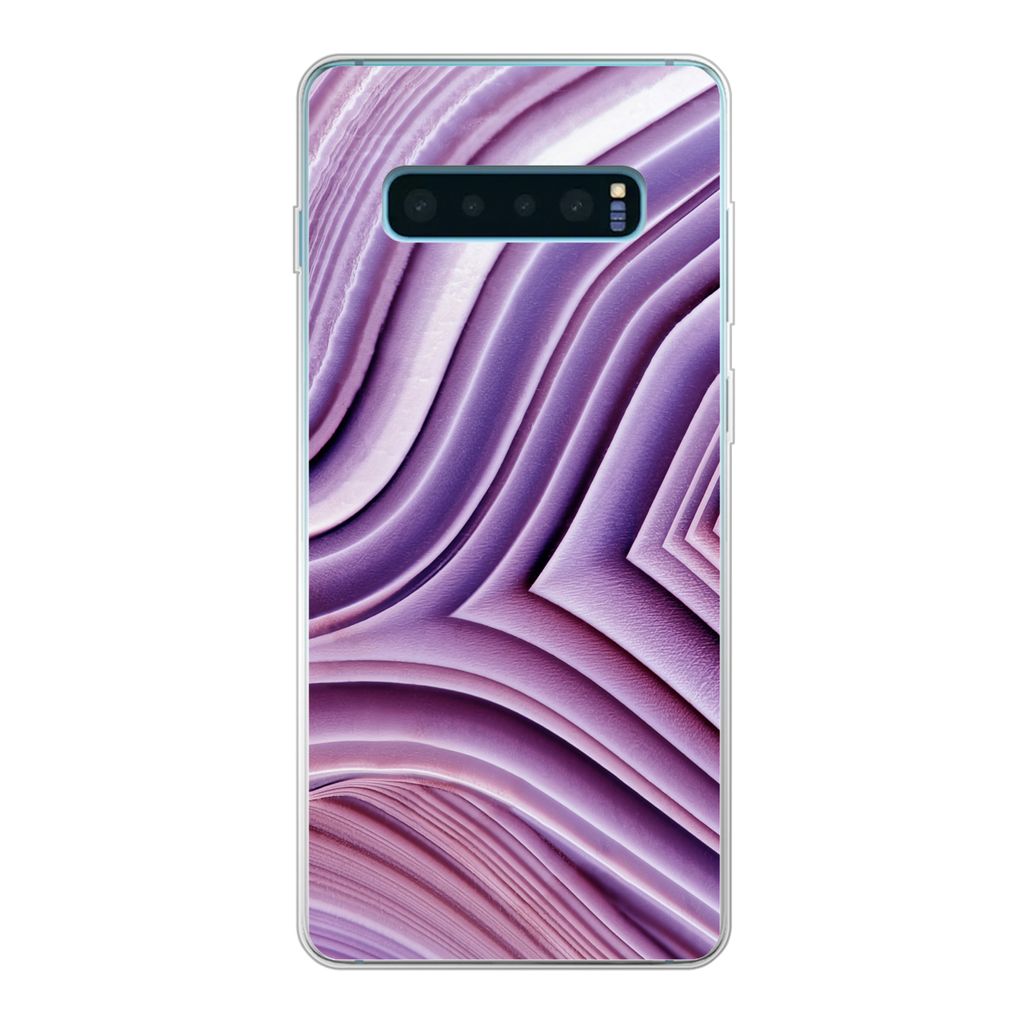 MuchoWow Handyhülle Schutzhülle Hülle für Samsung Galaxy S10 Lite Naturstein - Nahaufnahme - Weiß Silikon Softcase Handy Hülle - Schutz