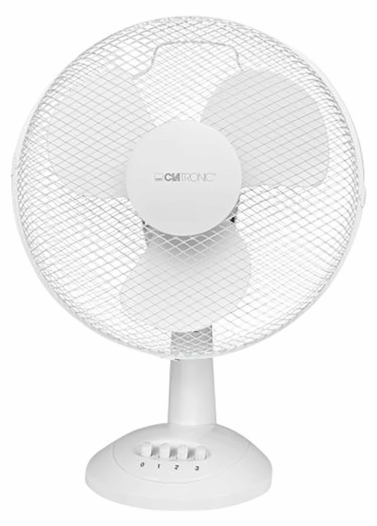 A white Clatronic table fan is shown against a white background.