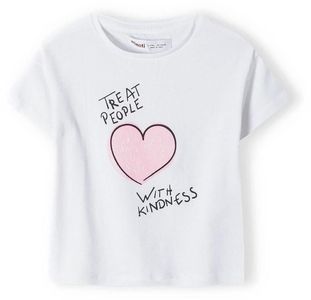 Minoti T Shirt Baumwolle kurzarm Weiß Gr. 80 für Mädchen