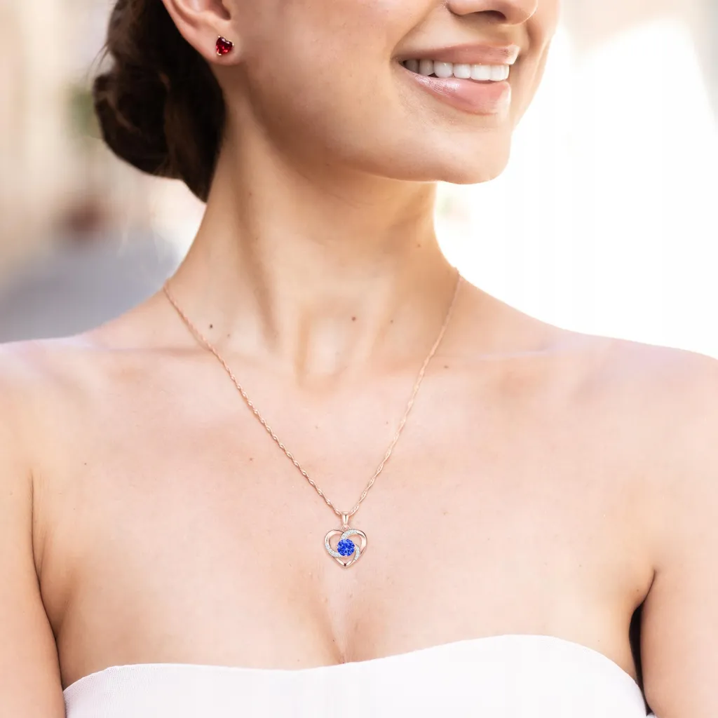 Collana Argento 925 Cuore a Spirale Oro e Pietra Blu: Eleganza Senza Tempo