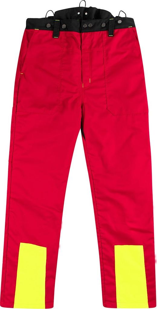 Woodcreek Schnittschutz Bundhose Basic 080 rot/schwarz/gelb, EN ISO 11393-2 Schutzklasse 1, Form A Größe 50/52
