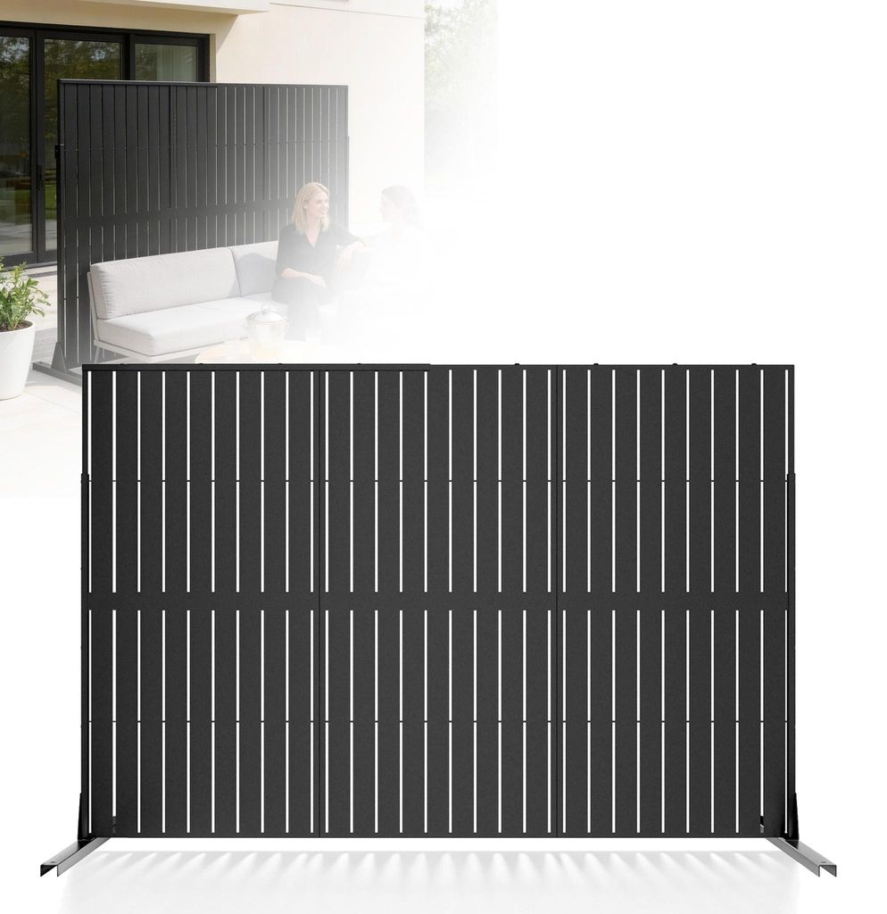 LZQ Sichtschutz Terrasse Raumteiler Metall 180x123 cm Stabile Trennwand für Garten, Balkon & Wohnbereich, Wetterfest & Langlebig Moderner Sichtsc...