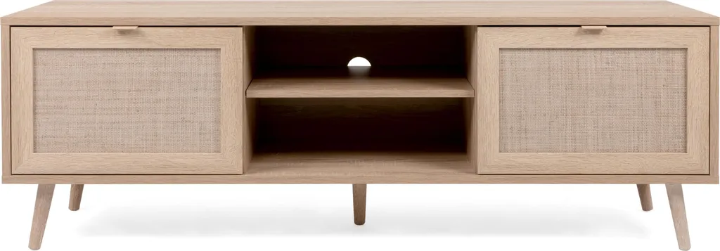Meuble TV BALI Calicosy L150 cm avec 2 Portes Finition Effet Rotin