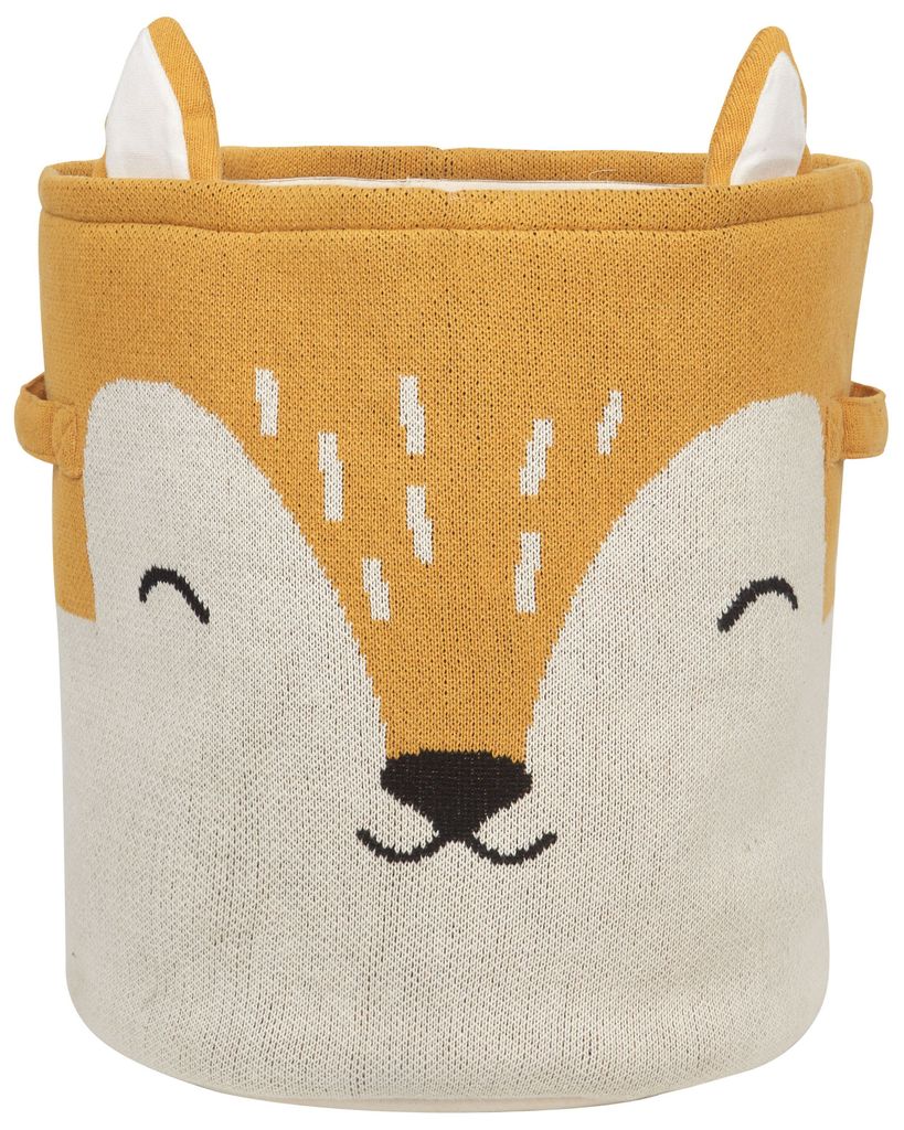 BELIANI Textilkorb Beige u. Orange Baumwolle mit Griffen Fuchsmotiv Modern für Kinder Spielsachen Aufbewahrungskorb Spielzeugkorb Jugendzimmer Deko
