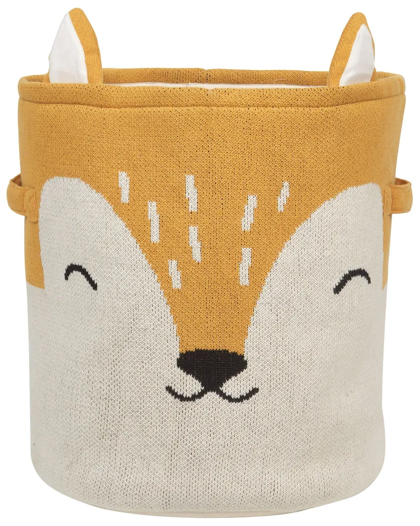 Panier de rangement renard en coton beige et orange Beliani pour jouets