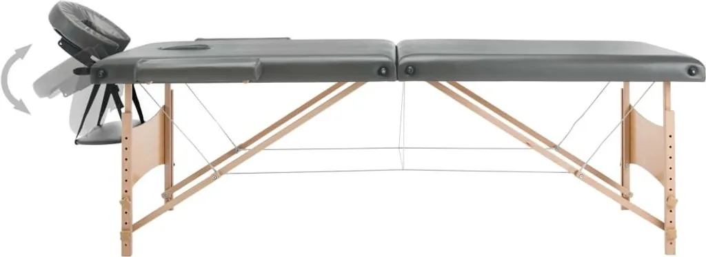 Table de massage bois robuste anthracite 2 zones pliable 186x68 cm - 2