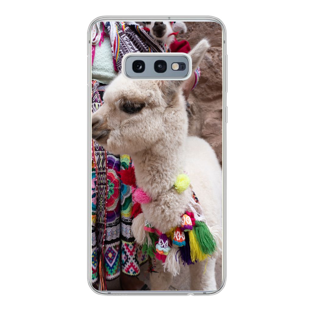 MuchoWow Handyhülle Schutzhülle Hülle für Samsung Galaxy S10e Alpaka - Halskette - Farben Silikon Softcase Handy Hülle - Handy