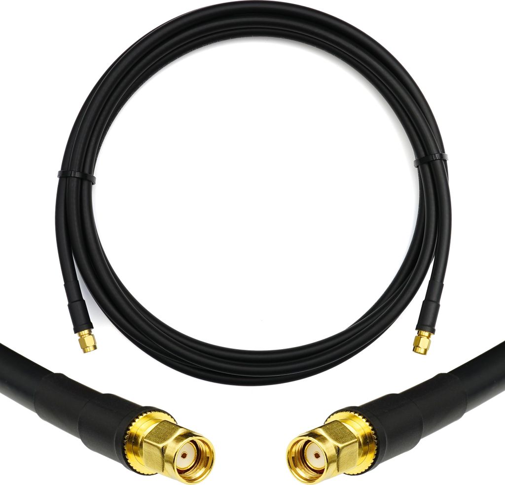7m RP-SMA Stecker auf RP-SMA Stecker Koaxialkabel – 7 Meter 5D-FB Verlustarmes Antennenkabel Ø7.5mm Verlängerungskabel (50 Ohm) — für WiFi R...