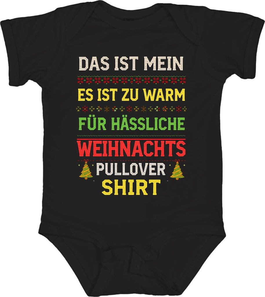 Zu warm für hässliche Weihnachts lustig Geschenk Retro Strick Unisex Baby Body, Schwarz, 12/18