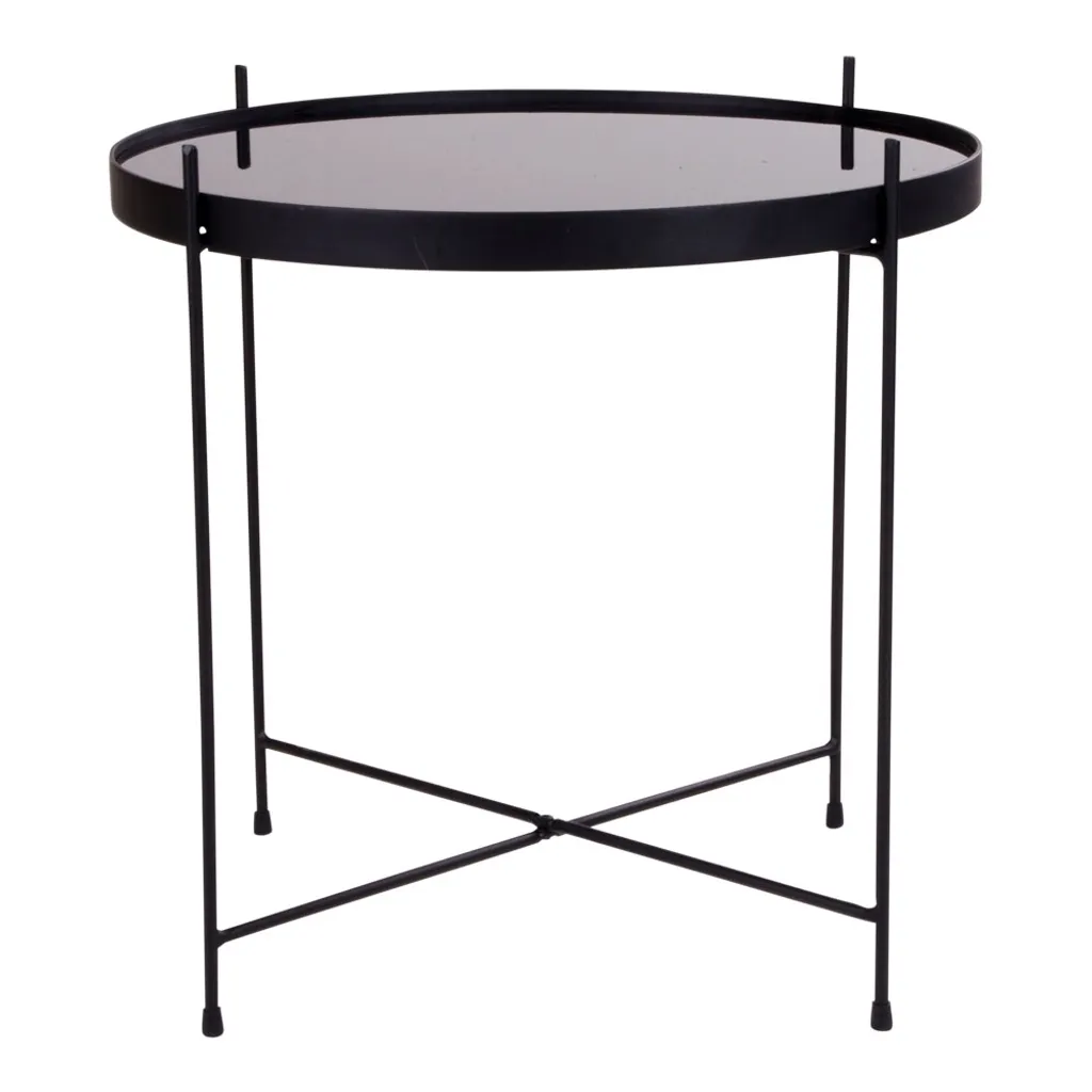 Table d'appoint compacte Venezia 48cm pour petits espaces verre noir