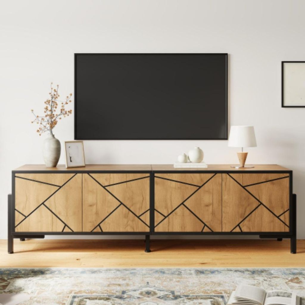 TV-Schrank,lowboard,TV-Ständer mit 4 Türen, TV-Boards, für Fernseher um die 65 Zoll 153 x 40 x 50 cm