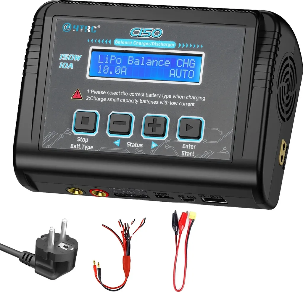 Chargeur LiPo 150W HTRC C150 pour Batteries Drone et Voiture RC 1-6S