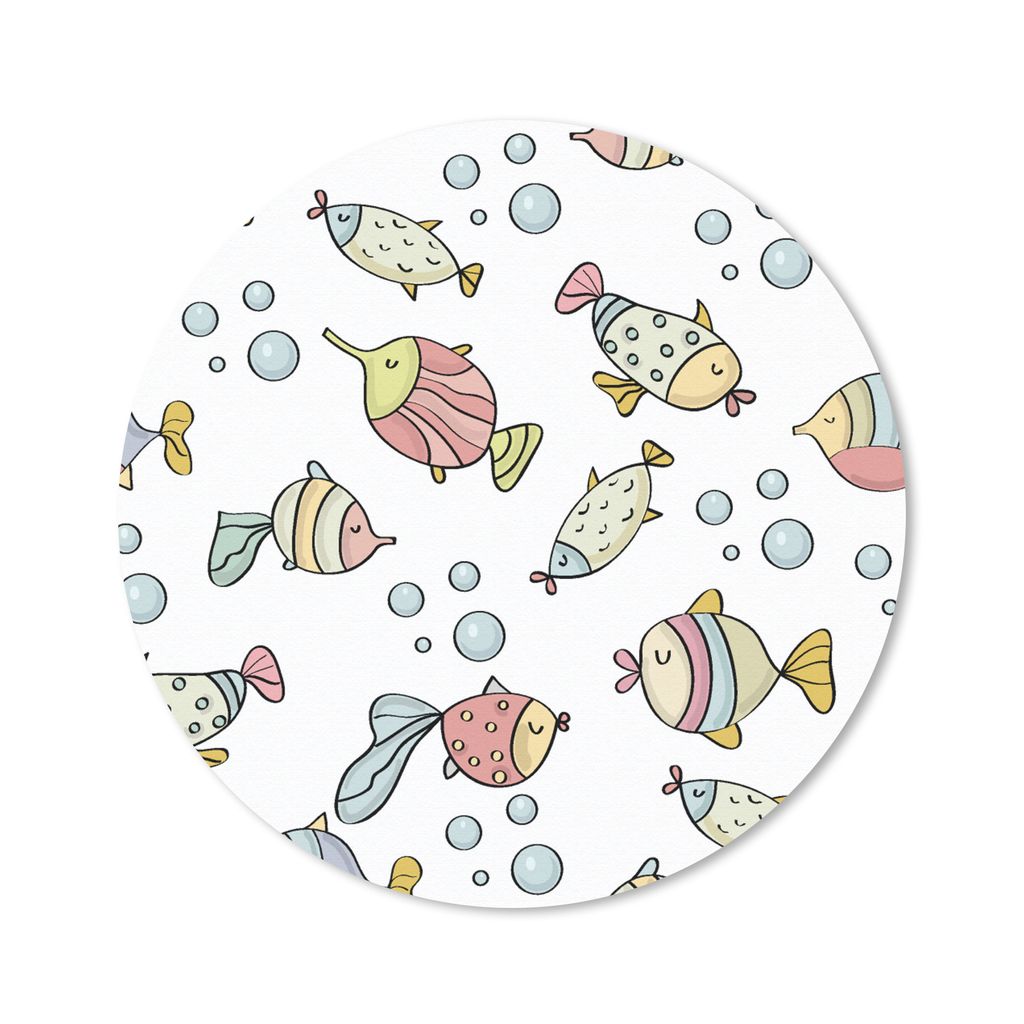MuchoWow Mauspad Mousepad Aquarium - Muster - Fische - Kinder - Pastell 40x40 cm - Mousepads - Maus Mat - Pad - Mausunterlage - Schreibtisch Acce...