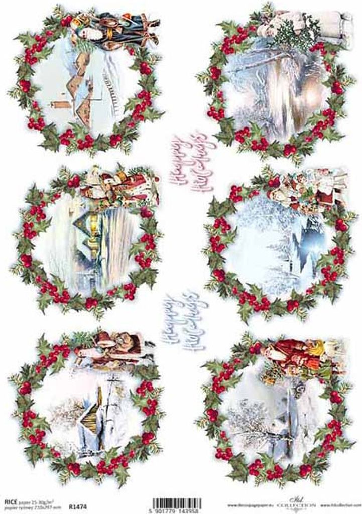 Papier ryżowy do decoupage A4 ITD-R1474 zimowe świąteczne Zdjęcie produktu 